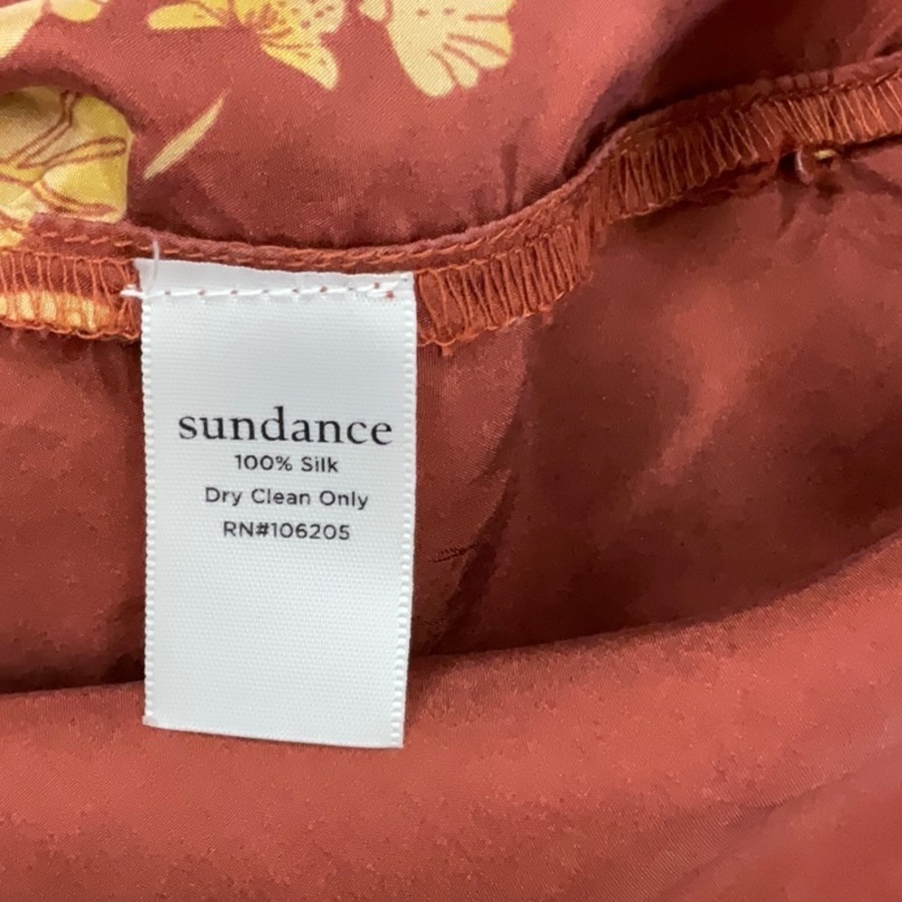 027 - Sundance NWOT Rust and Gold Tie Front Blouse, Size Medium - Picture 4 of 5